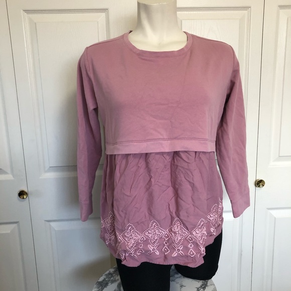 Isabel Maternity by Ingrid & Isabel Tops - Isabel maternity mauve embroidered blouse sz.XL
